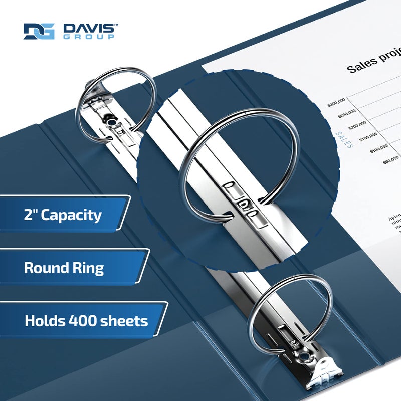 Davis Group Premium Economy 6-Pack 3-Ring Binders for School or Office, Round-Ring Binders, 2 Inch, Navy Blue - Image 2